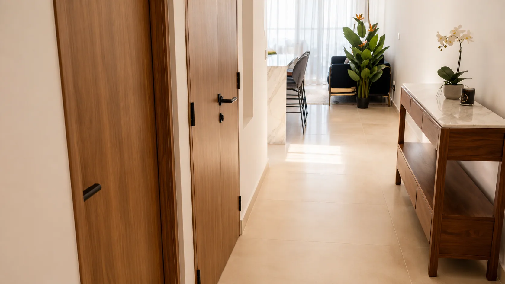 Entry hallway leading into the apartment