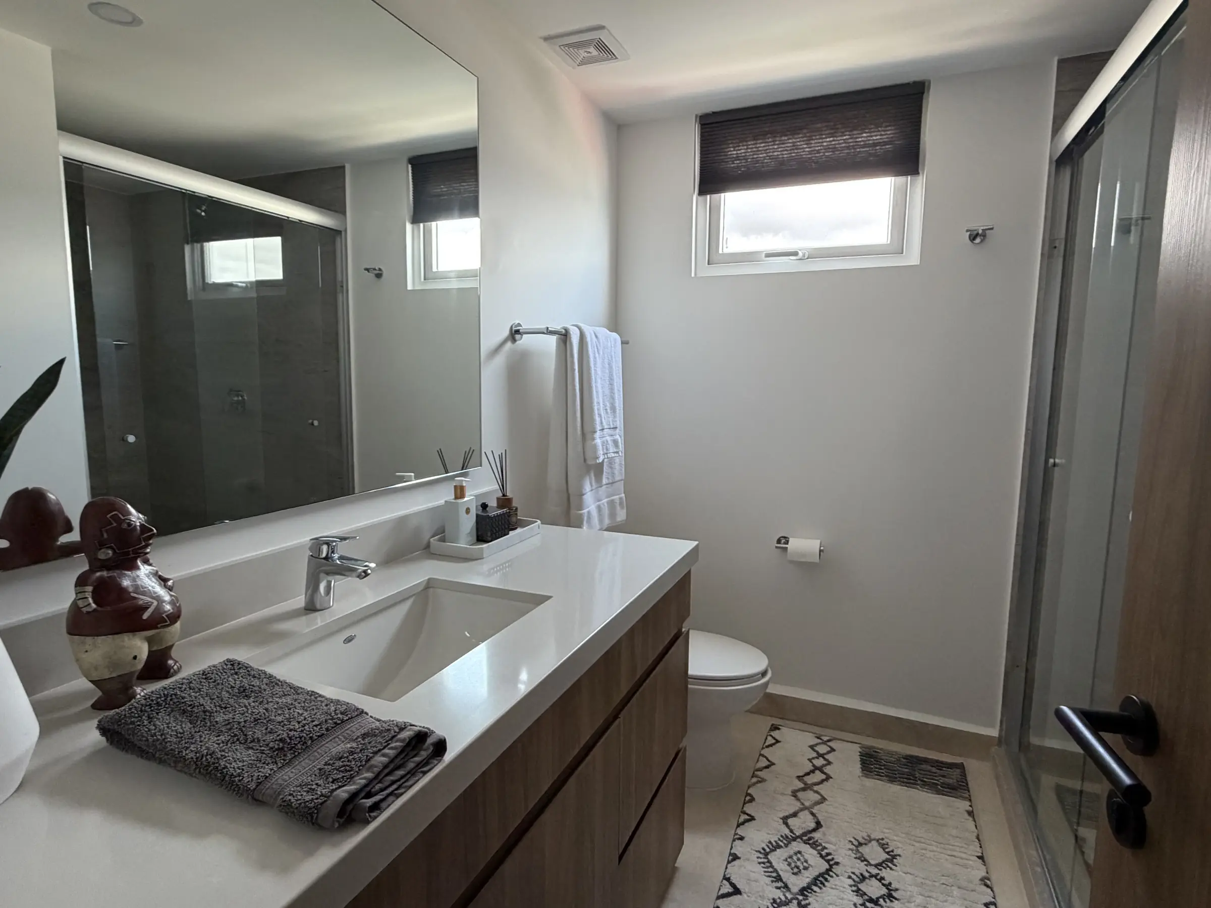 Guest bathroom with vanity and walk-in shower